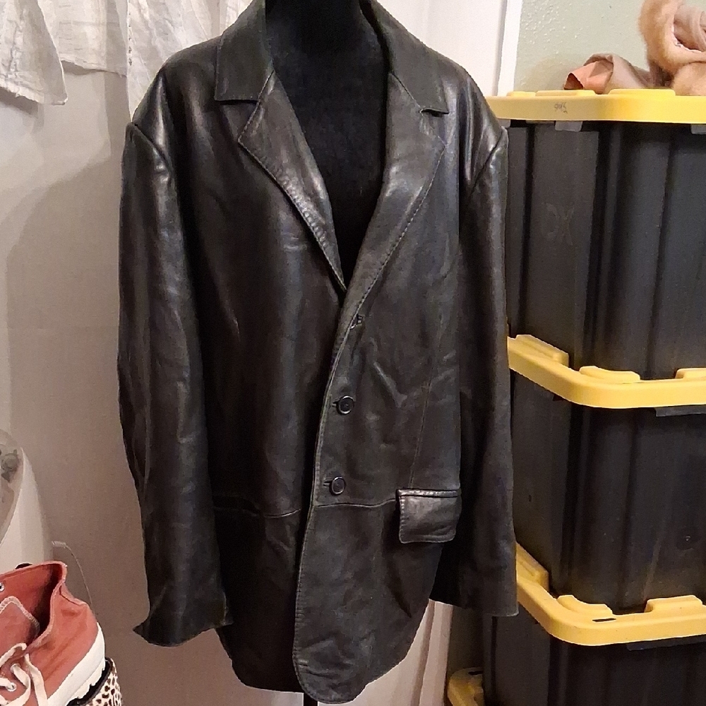 Roundtree & Yorke Black Leather Jacket Size XL